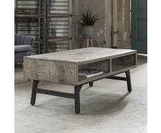 Loft Couchtisch in Grau Schwarz Mangobaum Massivholz