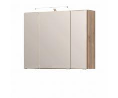 3D Bad Spiegelschrank in Buche hell 80 cm