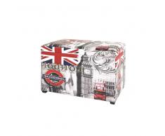 Polstertruhe in Grau Rot London Motiv