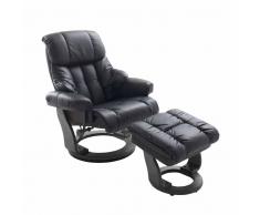Relaxsessel aus Leder Schwarz mit Hocker (2-teilig)