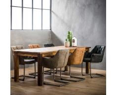 Essgruppe im Loft Style Recyclingholz und Kunstleder (7-teilig)