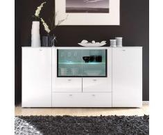 Wohnzimmer Sideboard in Hochglanz Weiß Glas 200 cm
