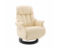 Relaxsessel in Creme Weiß Leder elektrisch verstellbar