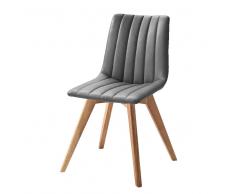 Stuhl Set in Grau Kunstleder Wildeiche Massivholz (2er Set)