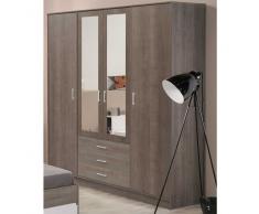 Kleiderschrank in Eiche Silber Spiegel