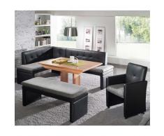 Esszimmer Sitzecke aus Kunstleder Schwarz-Kernbuche (4-teilig)