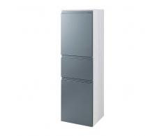 Hochschrank in Grau Hochglanz Weiß hängend
