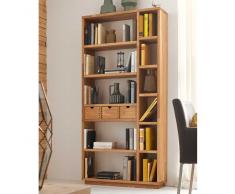 Bücherregal aus Wildeiche Massivholz mit Schubladen