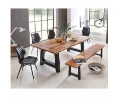 Esszimmer Tischgruppe mit Baumkantentisch und Bank Loft Design (6-teilig)