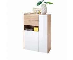 Design Kommode in Weiß Hochglanz Eiche