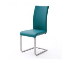 Freischwinger Set in Petrol Kunstleder modern (4er Set)