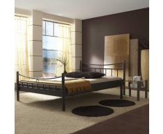 Metall Doppelbett mit Nahchttischen Eisen Schwarz (3-teilig)