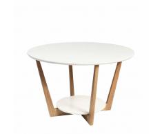 Wohnzimmer Couchtisch in Weiß Eiche Rund
