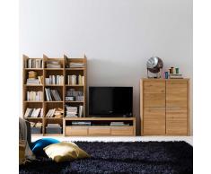 Anbauwand aus Wildeiche Massivholz Bianco geölt (3-teilig)