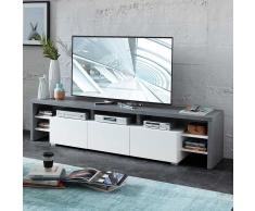 TV Board in Weiß und Dunkelgrau modern