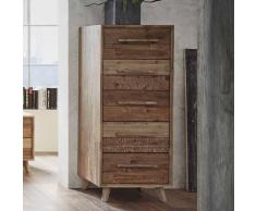 Schubladenkommode aus Akazie Massivholz 120 cm hoch