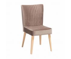 Polsterstuhl in Taupe Stoff Retro Design