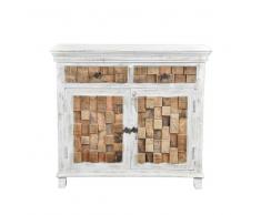 Shabby Chic Kommode in Weiß Mangobaum Massivholz