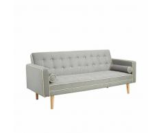3 Sitzer Sofa mit Klappfunktion Hellgrau Webstoff
