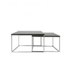 Zweisatztisch in Schwarz Stahl verchromt (2-teilig)