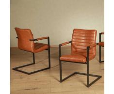 Schwingstuhl mit Armlehnen Cognac Braun (2er Set)