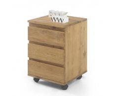 Büro Rollcontainer aus Eiche Massivholz Griffmulden