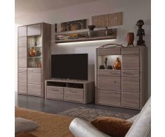 Wohnzimmer Anbauwand in Eiche LED Beleuchtung (4-teilig)