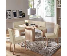 Esszimmer Sitzgruppe mit Eckbank Beige Kunstleder Eiche Sonoma (4-teilig)