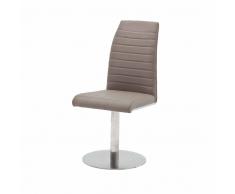 Esszimmer Drehstuhl in Taupe Kunstleder Edelstahl (2er Set)