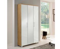 Garderobenschrank in Weiß Eiche furniert Glas beschichtet
