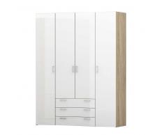 Kleiderschrank in Weiß Hochglanz Eiche modern