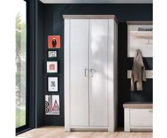 Garderobenschrank in Pinie Weiß und Eiche Landhausstil