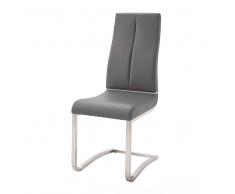 Freischwinger Stuhl in Grau Kunstlederbezug (2er Set)