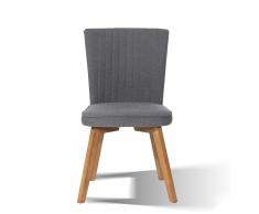 Retro Stuhl in Grau Stoff (2er Set)