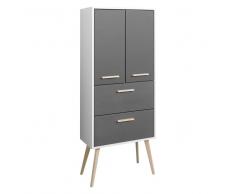 Badezimmer Hochschrank in Weiß Anthrazit 60 cm breit
