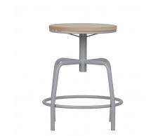 Runder Sitzhocker in Grau Metall Holz massiv (2er Set)