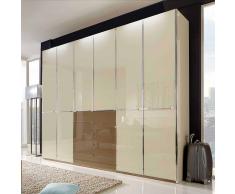 Drehtürenschrank in Creme Weiß Braun Glas beschichtet