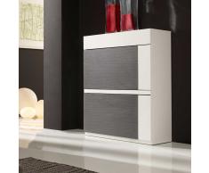 Design Schuhschrank in Grau und Weiß Hochglanz Klappen
