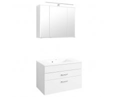 Badmöbel mit Spiegelschrank Hochglanz Weiß (2-teilig)