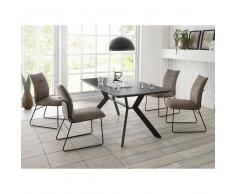Essgruppe in Taupe Stoff Metall (5-teilig)