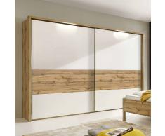 Schwebetürenschrank in Weiß Eiche modern