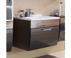 Waschtischunterschrank mit Becken Anthrazit Hochglanz Walnuss