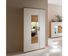 Vitrine in Weiß Eiche furniert LED Beleuchtung