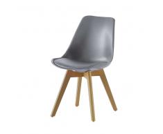 Schalenstuhl Set in Grau Eiche massiv (2er Set)