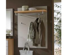 Wandgarderobe in Taupe Glas beschichtet Eiche Bianco