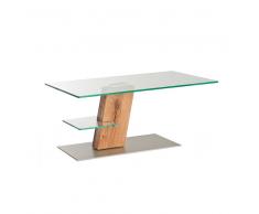 Couchtisch aus Glas Wildeiche Massivholz