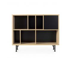 Design Regal mit Tür Eiche und Schwarz