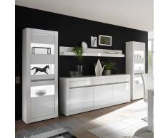 Design Wohnwand in Weiß Hochglanz und Beton Grau Sideboard (4-teilig)