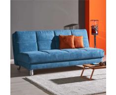 Schlafcouch in Petrol Webstoff klappbar