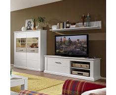 TV Anbauwand in Weiß Taupe Beleuchtung (3-teilig)